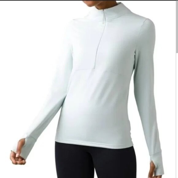 prAna Women's Ice Flow Half Zip Top Frost 4 Way Stretch Long Sleeve Size M NWT - Picture 1 of 9
